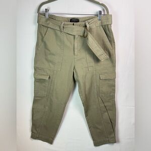 Banana Republic Womens Cargo Utility Cropped Pants Belted Olive Casual sz 10
